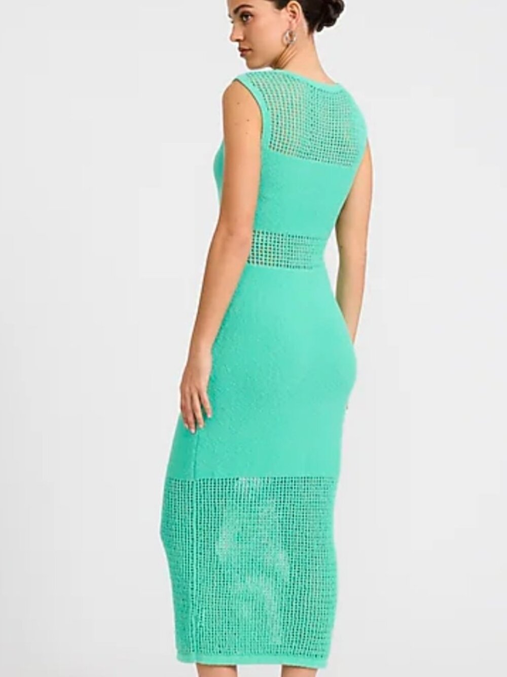 NWT Express Open Stitch Crew Neck Sleeveless Sweater Midi Dress (XL) - Picture 2 of 6